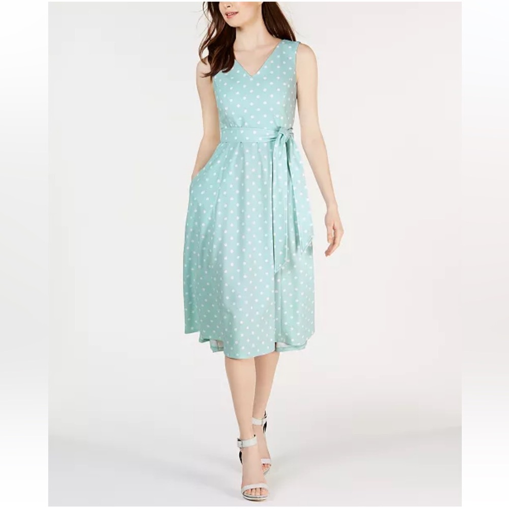 Calvin Klein Polka-Dot Fit & Flare Dress